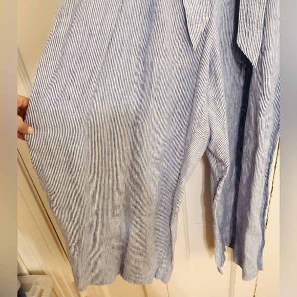 J.Crew Stripe Linen Tie Waist stripe Jumpsuit - Picture 6 of 9